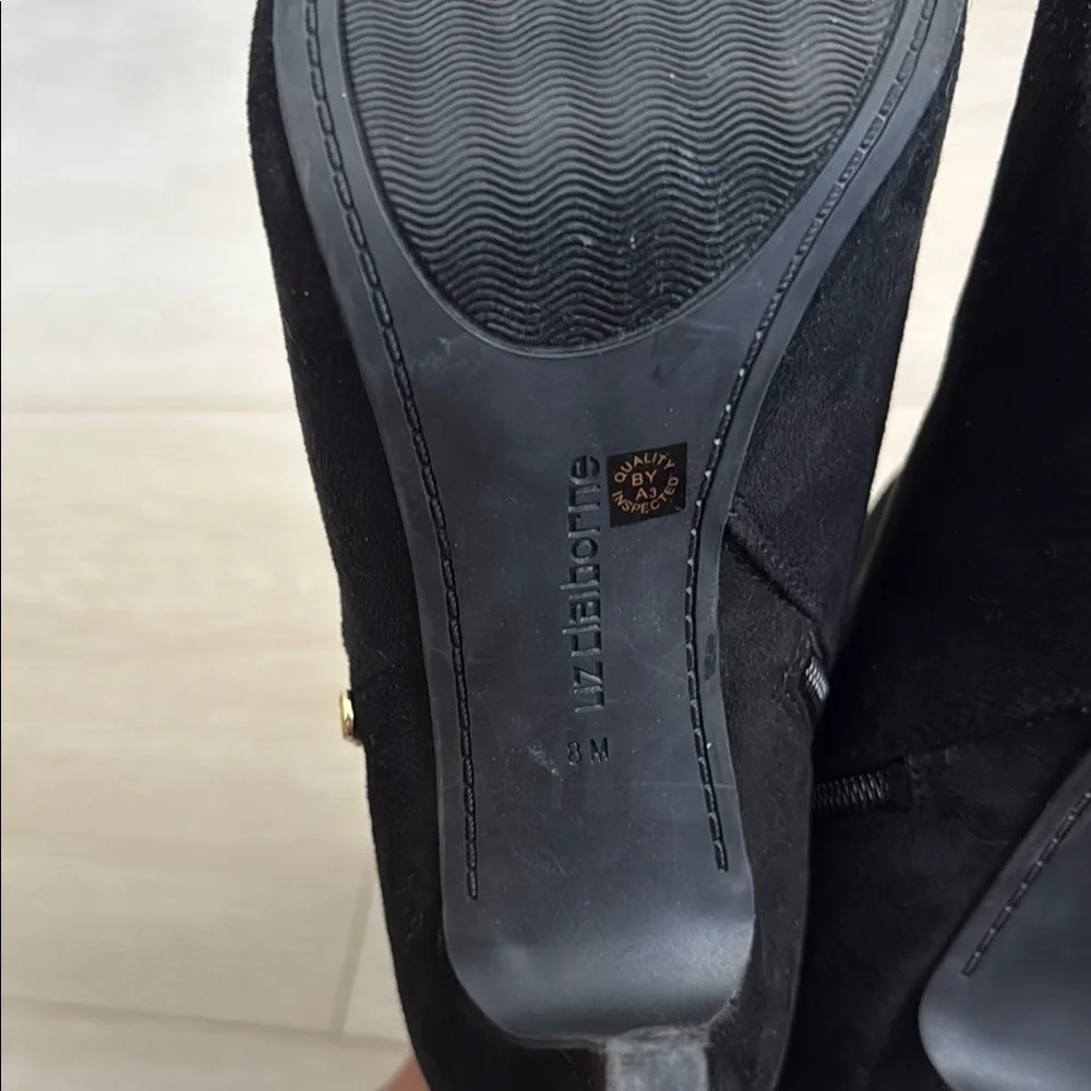 3/$10 Liz Claiborne Black Peep-Toe Ankle Boots with High Heel - Picture 5 of 8